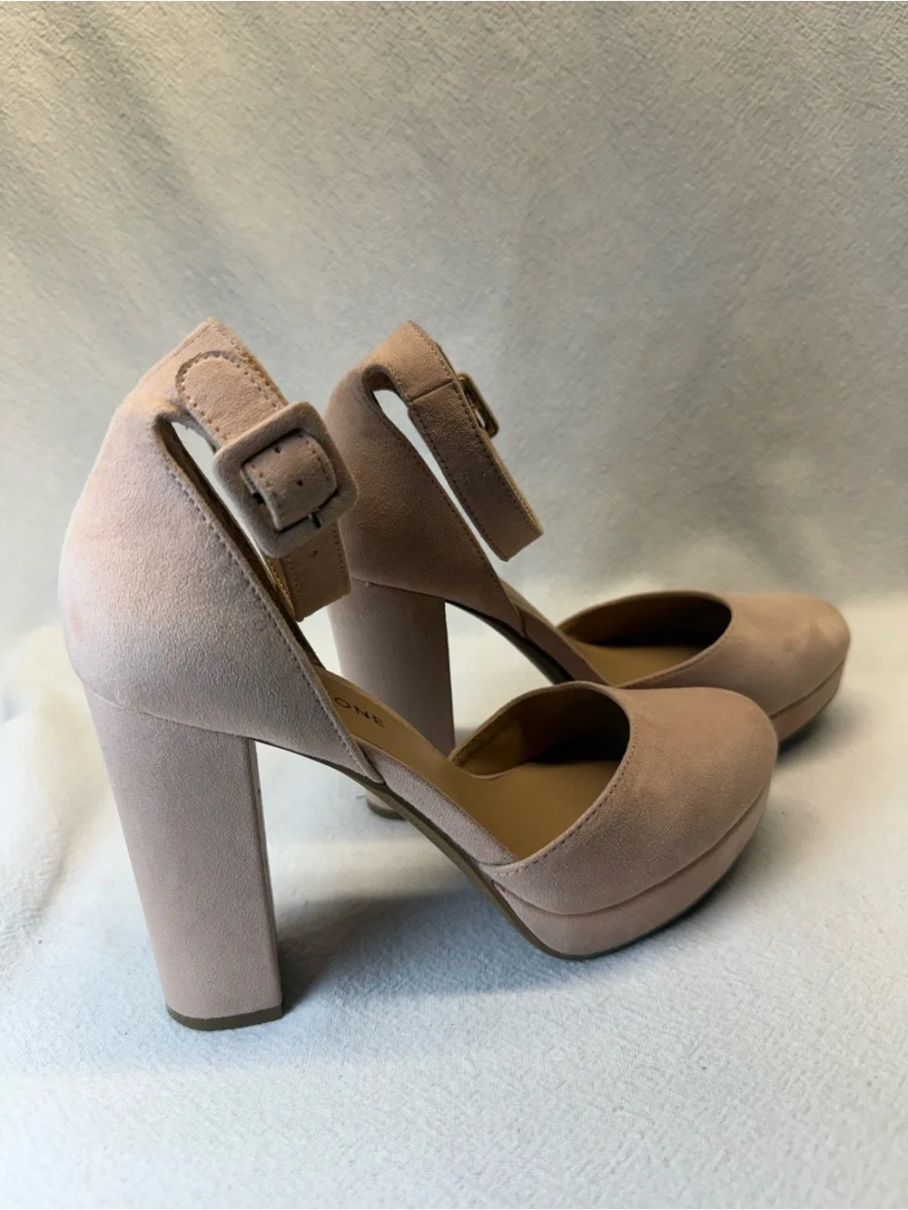 Soft Girl Ankle Strap Platform Sky High Block Heels in Dusty Rose Vegan Suede